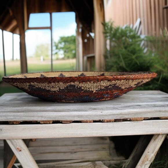 HANDWOVEN BATORO RAFFIE BASKET/BOWL Vintage 14" - Picture 6 of 6
